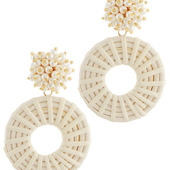 Cluster Pearl Donut Rattan Earrings - Picture 1 of 1